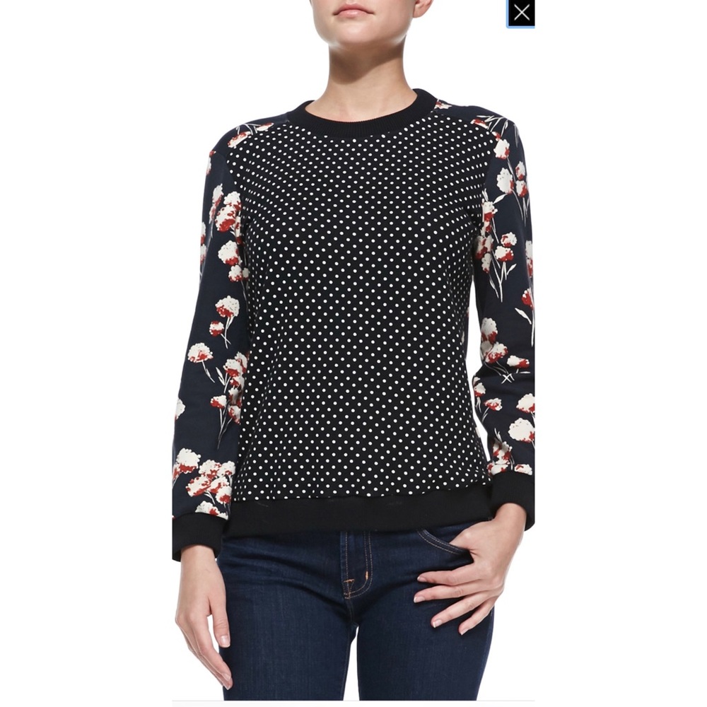 Tory Burch Ronnie Floral & Polkadot Pattern Sweatshirt, Small